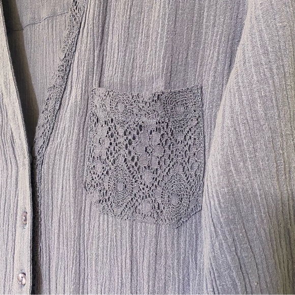 Soft Surrounding Crepe Gauzy Cotton Blouse Periwinkle Blue Sz Small Petite - Picture 3 of 9